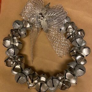 Silver Bell Wreath with Bow
